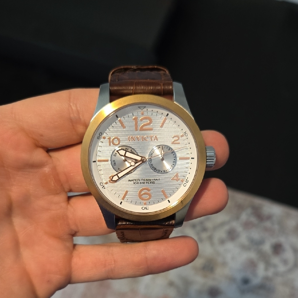 Invicta Men's Watch with Brown Leather Strap